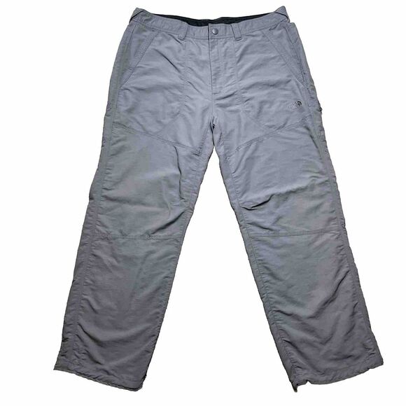 The North Face Mens Grey Nylon Hiking Trail Pants Sz 40 Pockets Drawstring Ankle - Picture 1 of 13